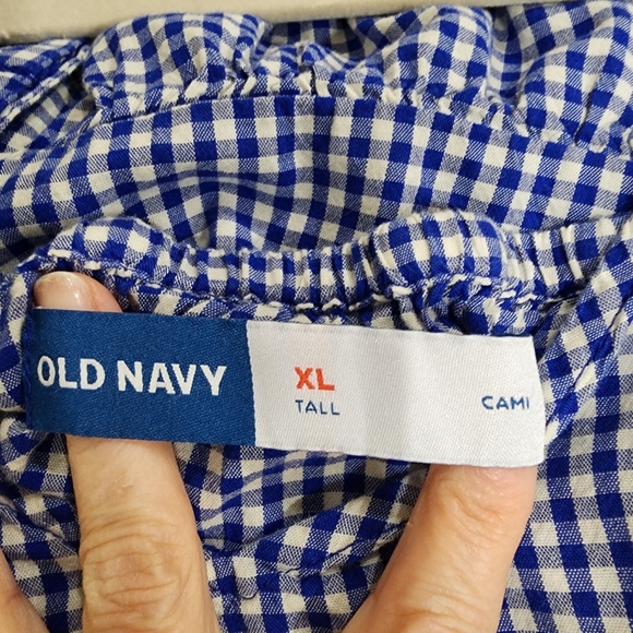 Old Navy Blue Gingham Tiered Dress Sundress Classic Picnic Pockets size XL TALL - Picture 4 of 7